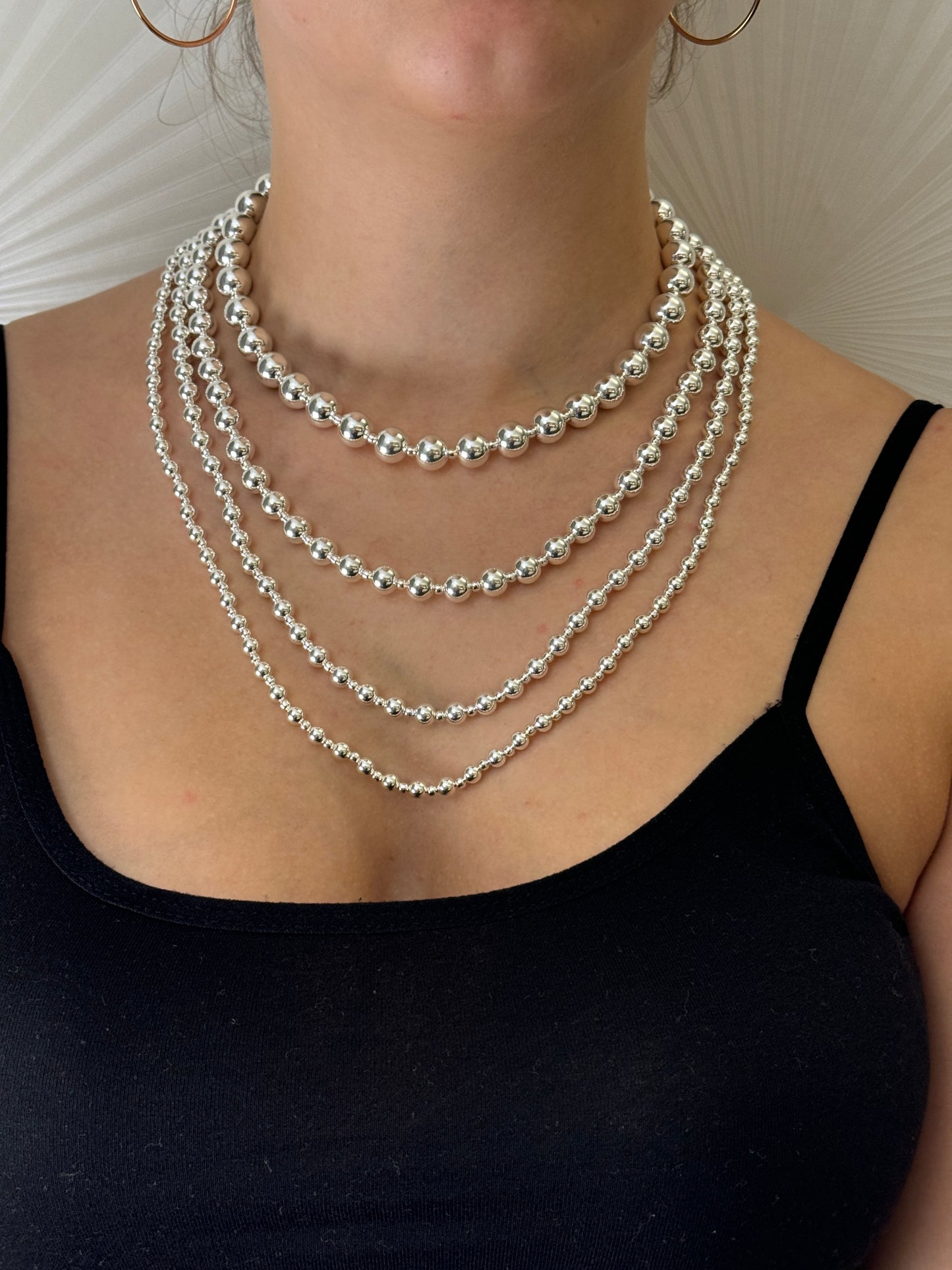 925 Sterling Silver Chunky Ball Bead Chain Necklace 6, 8 and 10mm Diameter Ball Options