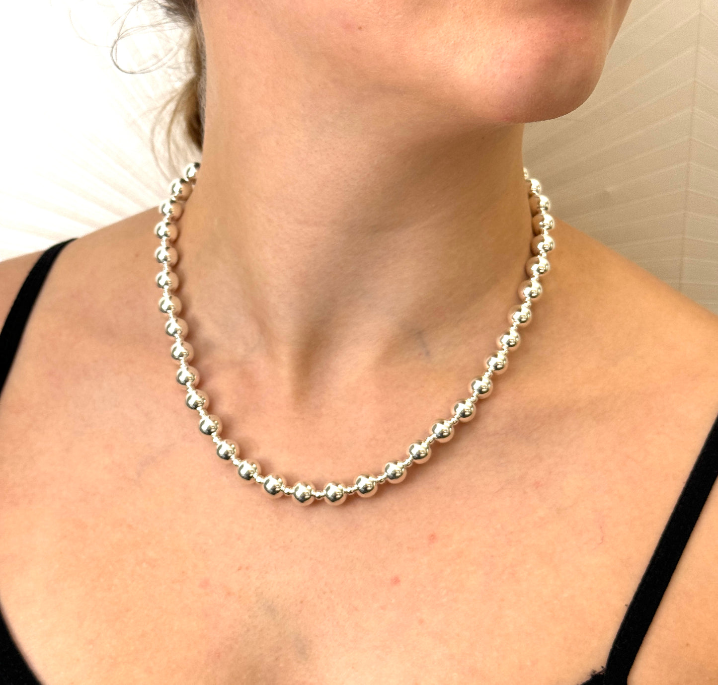 925 Sterling Silver Chunky Ball Bead Chain Necklace 5, 6, 8 or 10mm Diameter Ball Options