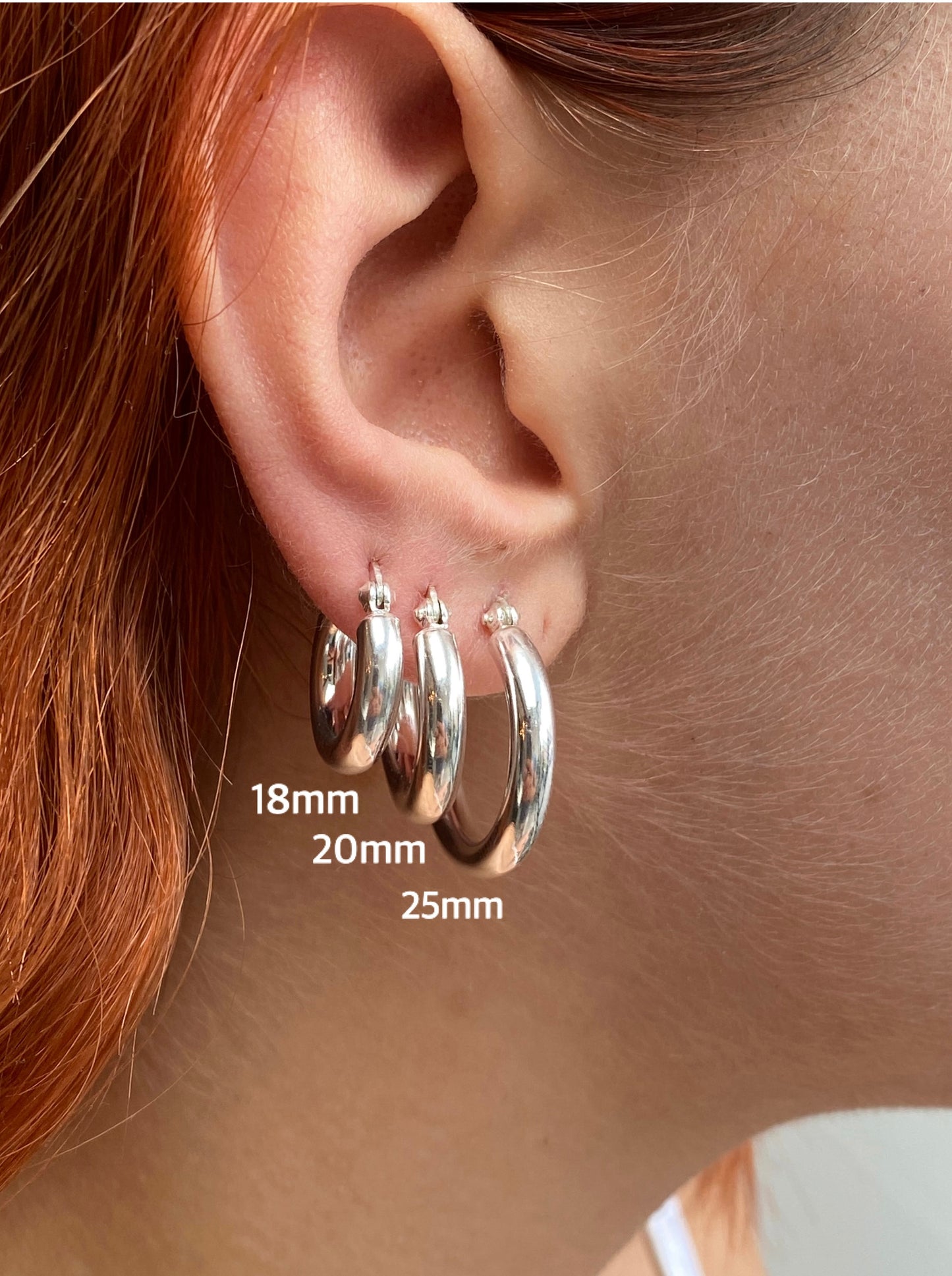 925 Sterling Silver Hinged HOOP Earrings Snap Closure 2, 3 and 4 mm Thickness