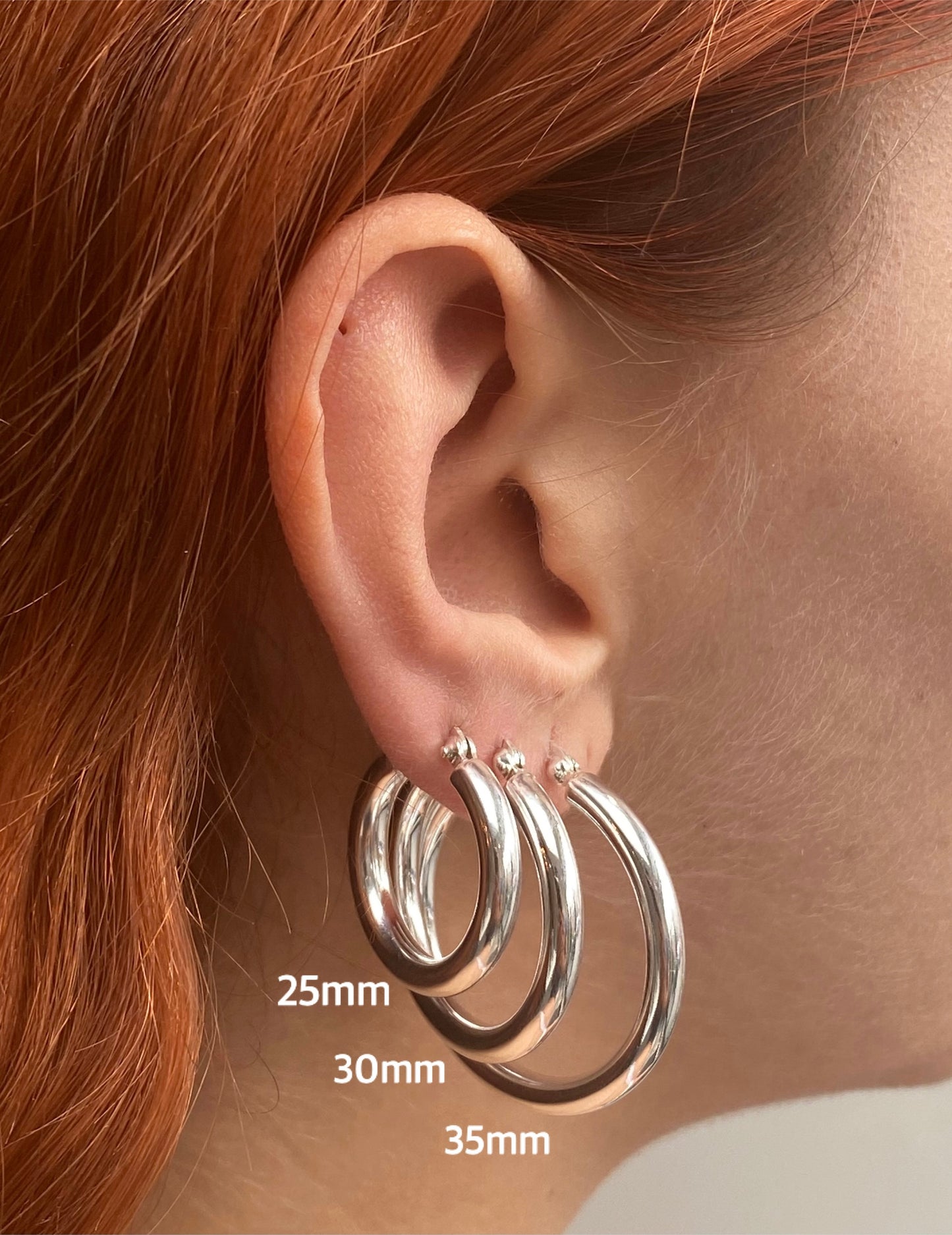 925 Sterling Silver Hinged HOOP Earrings Snap Closure 2, 3 and 4 mm Thickness