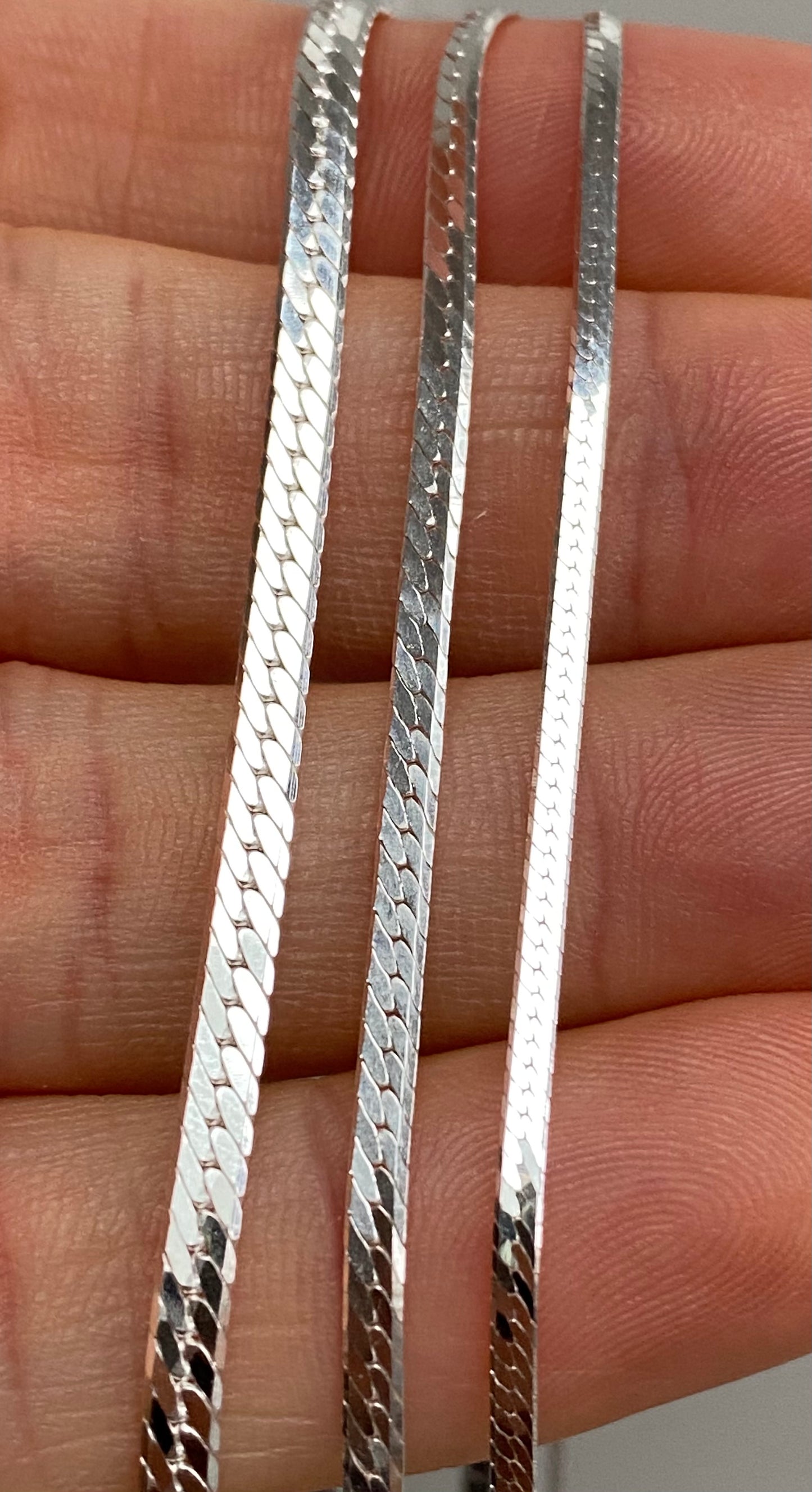 925 Sterling Silver Snake Herringbone Necklace Chain