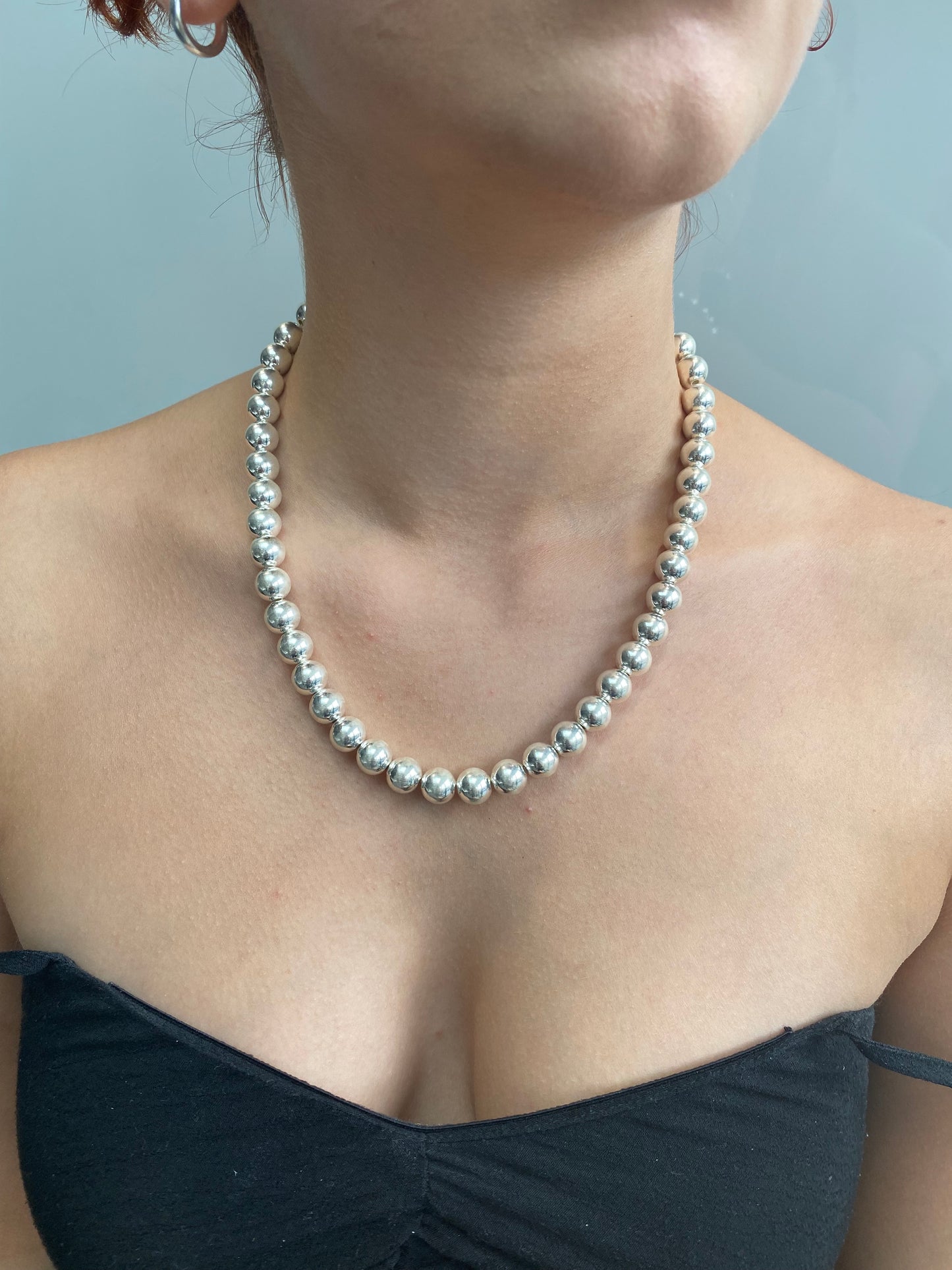 925 Sterling Silver Ball Bead Chain Necklace 1.5, 3, 4, 5, 6, 8 and 10mm Diameter Ball Options