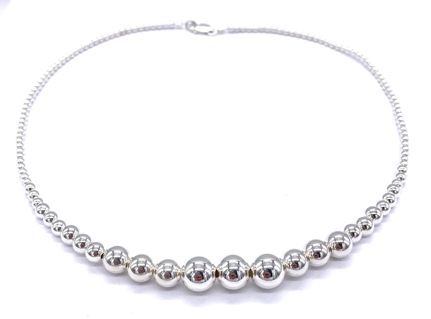 925 Sterling Silver Ball Bead Chain Necklace, Made of 3, 4, 5, 6, 8 and 10 mm Silver Balls