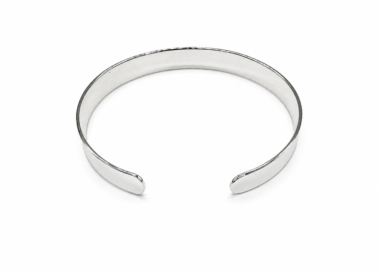 925 Solid Sterling Silver Plain Flat ID Cuff Bangle Bracelet
