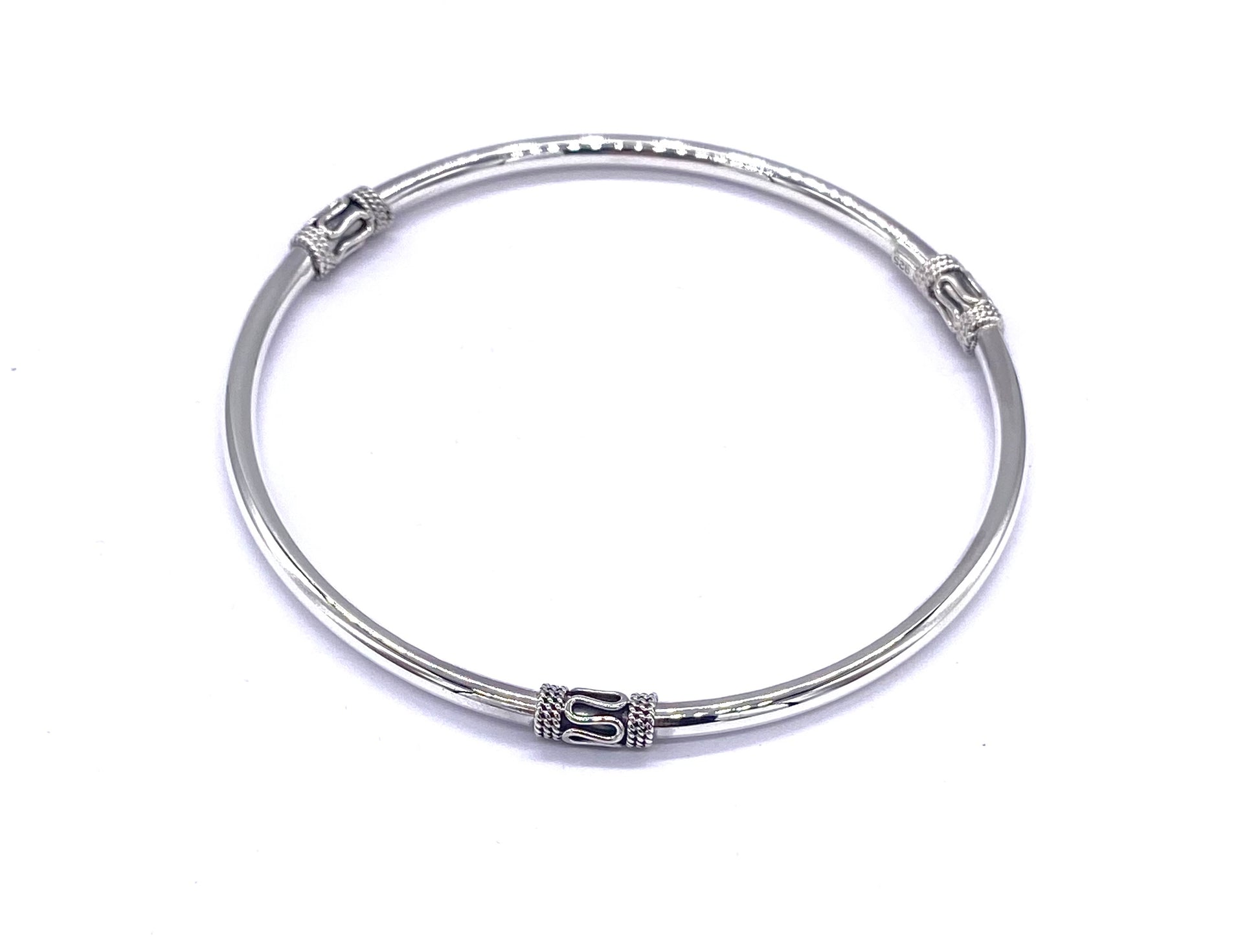 925 Sterling Silver Bali Balinese BANGLE Bracelet 65 mm Diameter & 3 mm Thickness