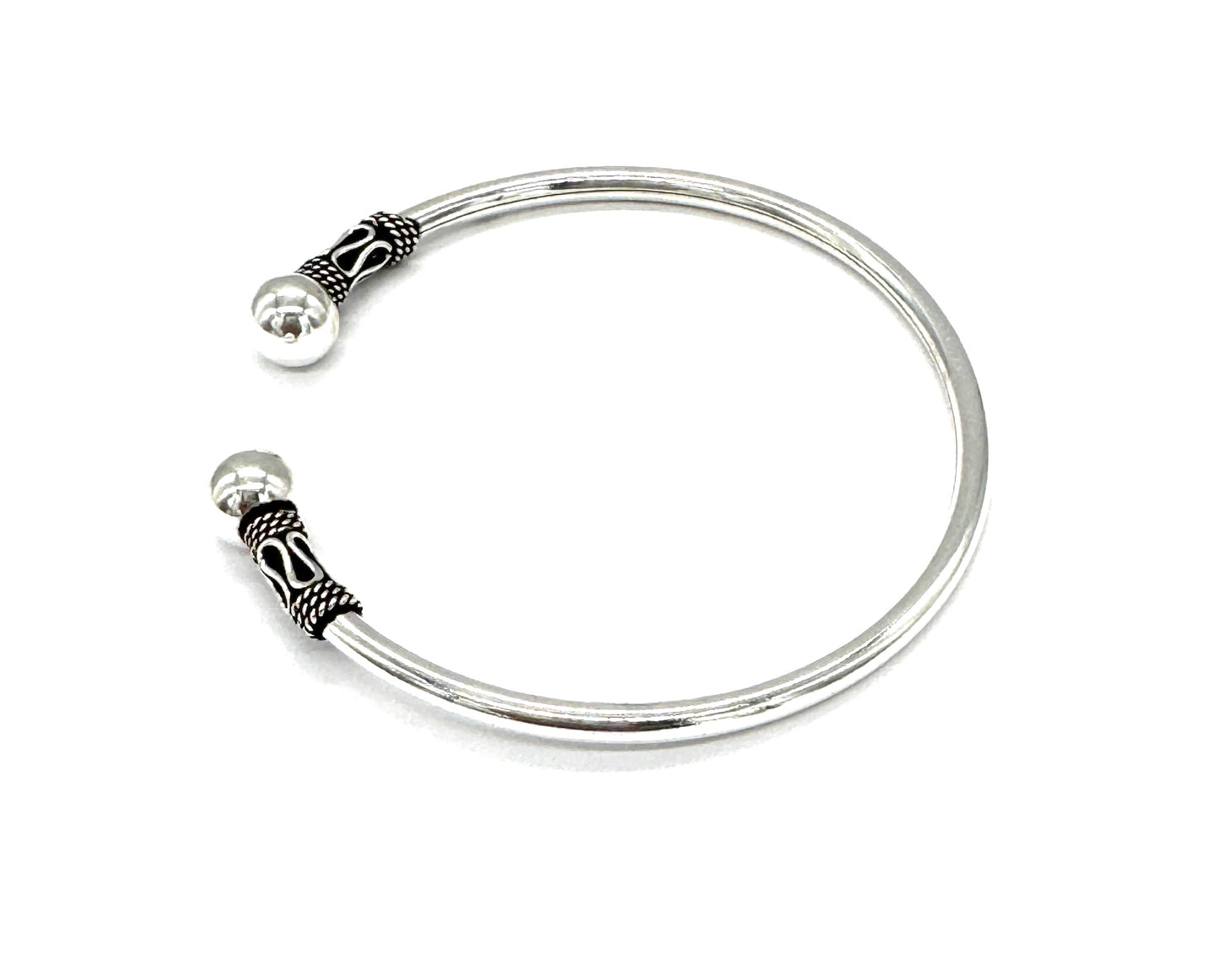 925 Sterling Silver Bali Style Balinese Torque Cuff Bangle Bracelet