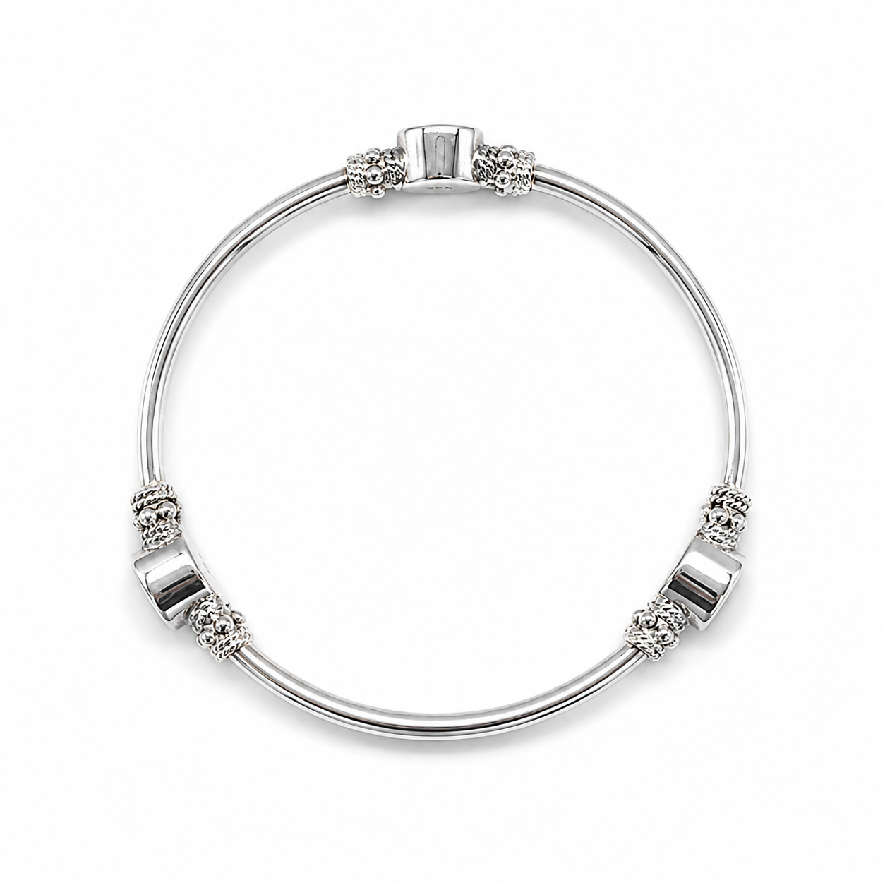 925 Sterling Silver Balinese Bali Bangle Bracelet with Genuine Onyx Stones