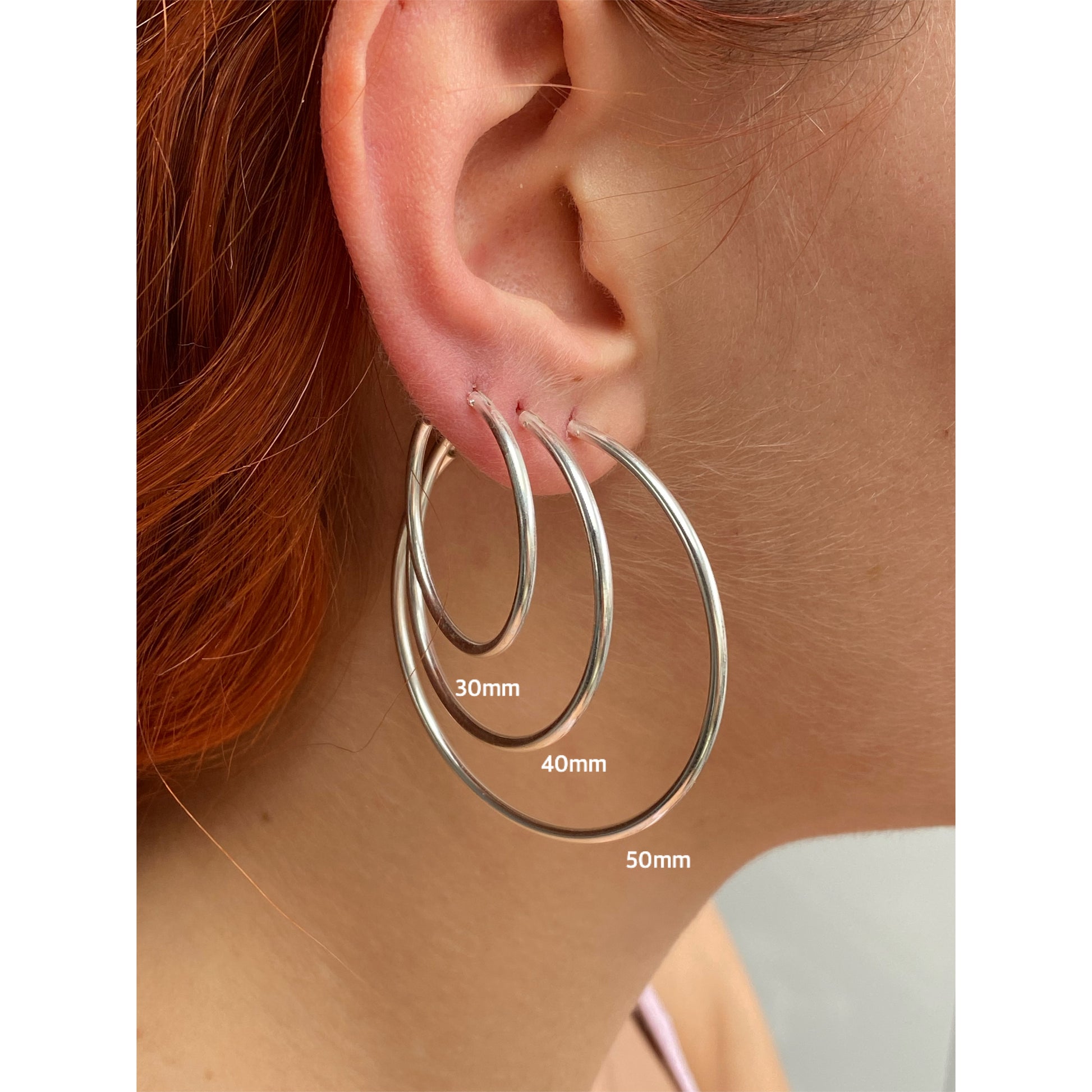 925 Sterling Silver Big to Small Hinged HOOP Earrings 16, 18, 20
