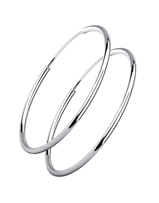 925 Sterling Silver Big to Small Hinged HOOP Earrings 16, 18, 20, 30, 40, 50, 60, 70 and 80 mm Diameter and 2 mm Thick