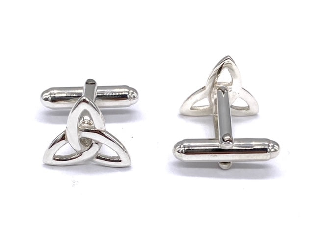 925 Sterling Silver Celtic Holy Trinity Knot T-Bar Swivel Link Cufflinks