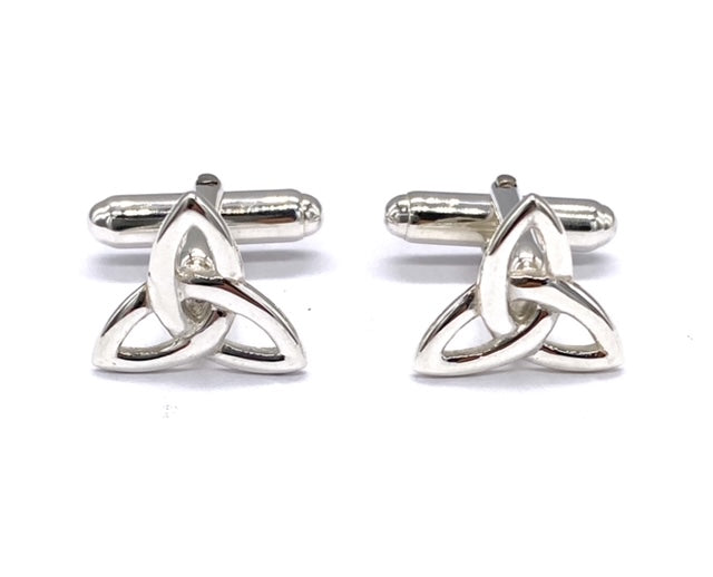 925 Sterling Silver Celtic Holy Trinity Knot T-Bar Swivel Link Cufflinks