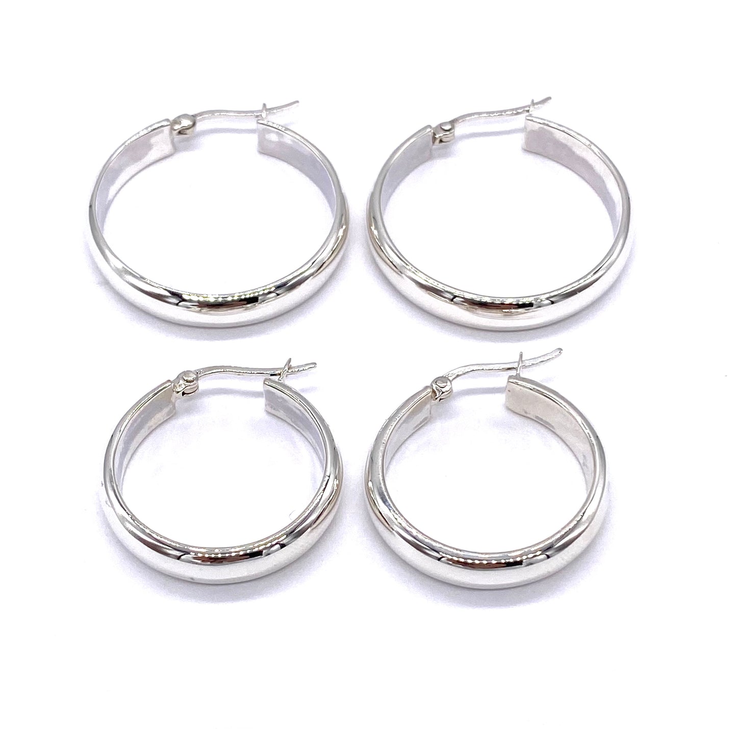 925 Sterling Silver Chunky Hinged HOOP Earrings 5 mm Wide