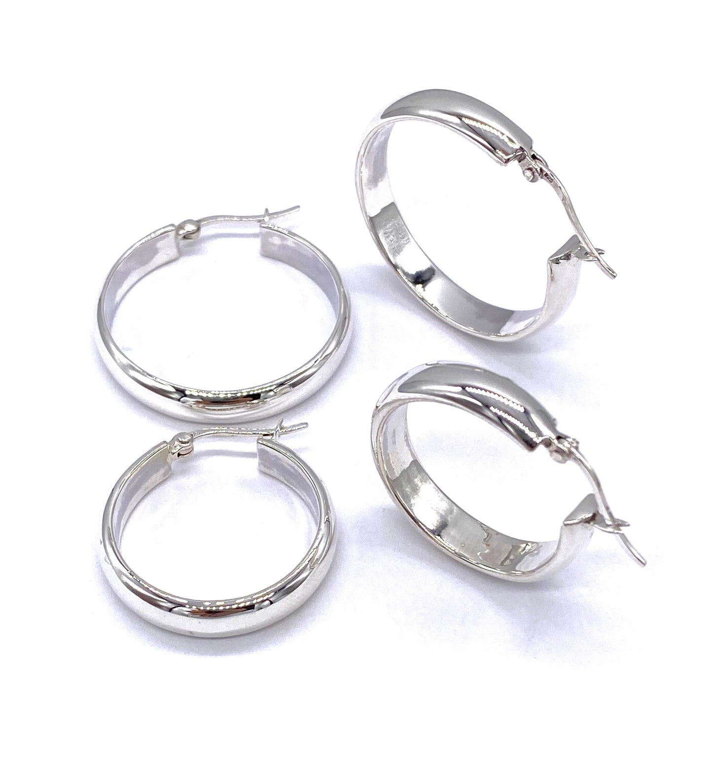 925 Sterling Silver Chunky Hinged HOOP Earrings 5 mm Wide