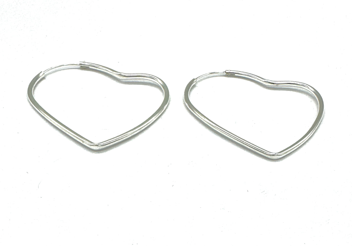 925 Sterling Silver Heart Shaped Hinged Big Hoop Earrings