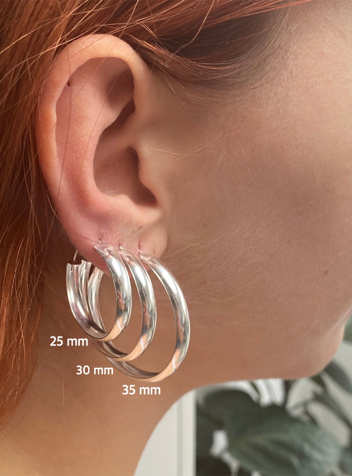 925 Sterling Silver Hinged Huggies Hoop Earrings Chunky 5 mm Wide and 10, 12, 14, 16, 18, 20, 25, 30 and 35 mm Diameter