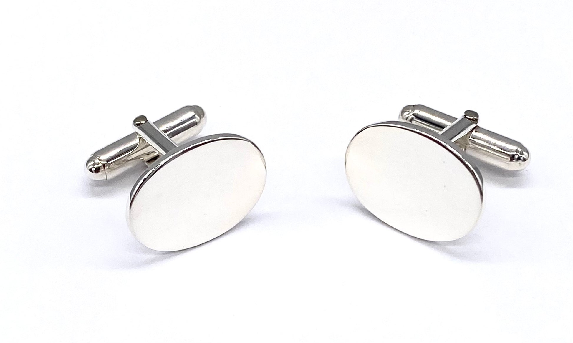 925 Sterling Silver OVAL Plain Cufflinks Suitable to Personalised Engraved