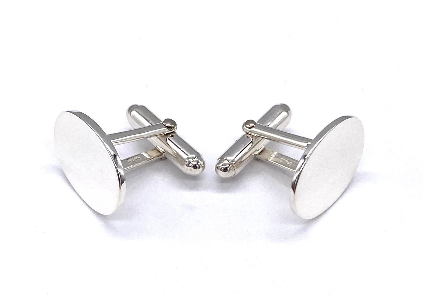 925 Sterling Silver OVAL Plain Cufflinks Suitable to Personalised Engraved