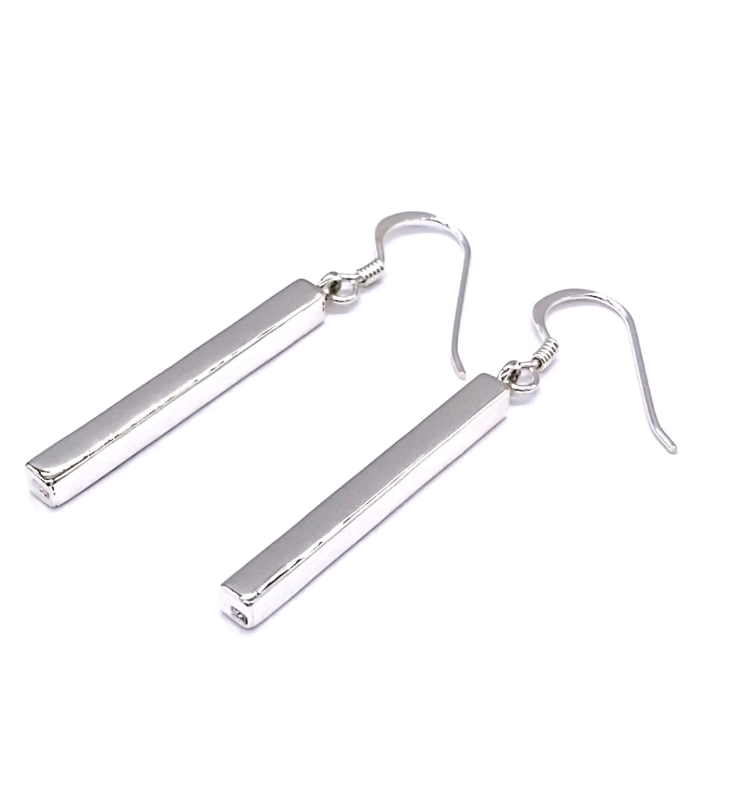 925 Sterling Silver Rectangular Long Bar Drop Dangle Earrings