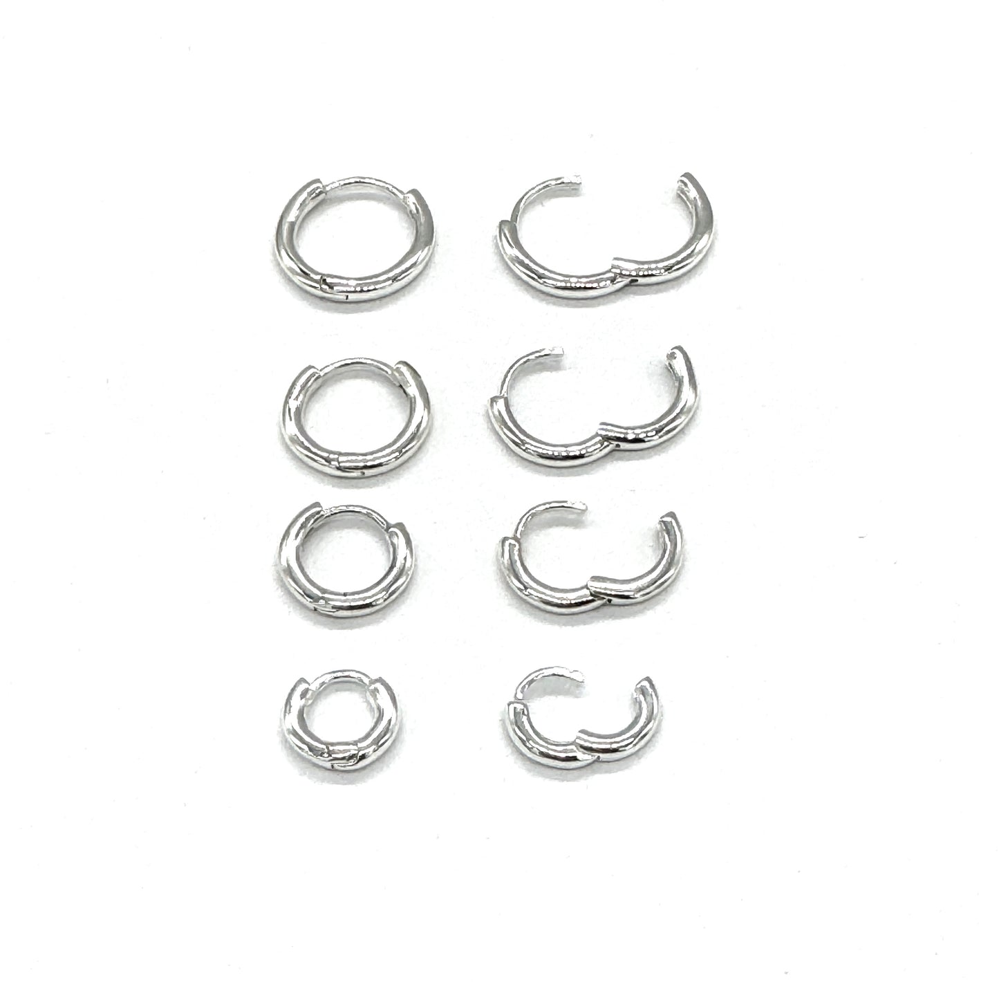 925 Sterling Silver Solid Small Hinged Sleeper Hoop Earrings 1.5, 2, 3 mm Thick Options