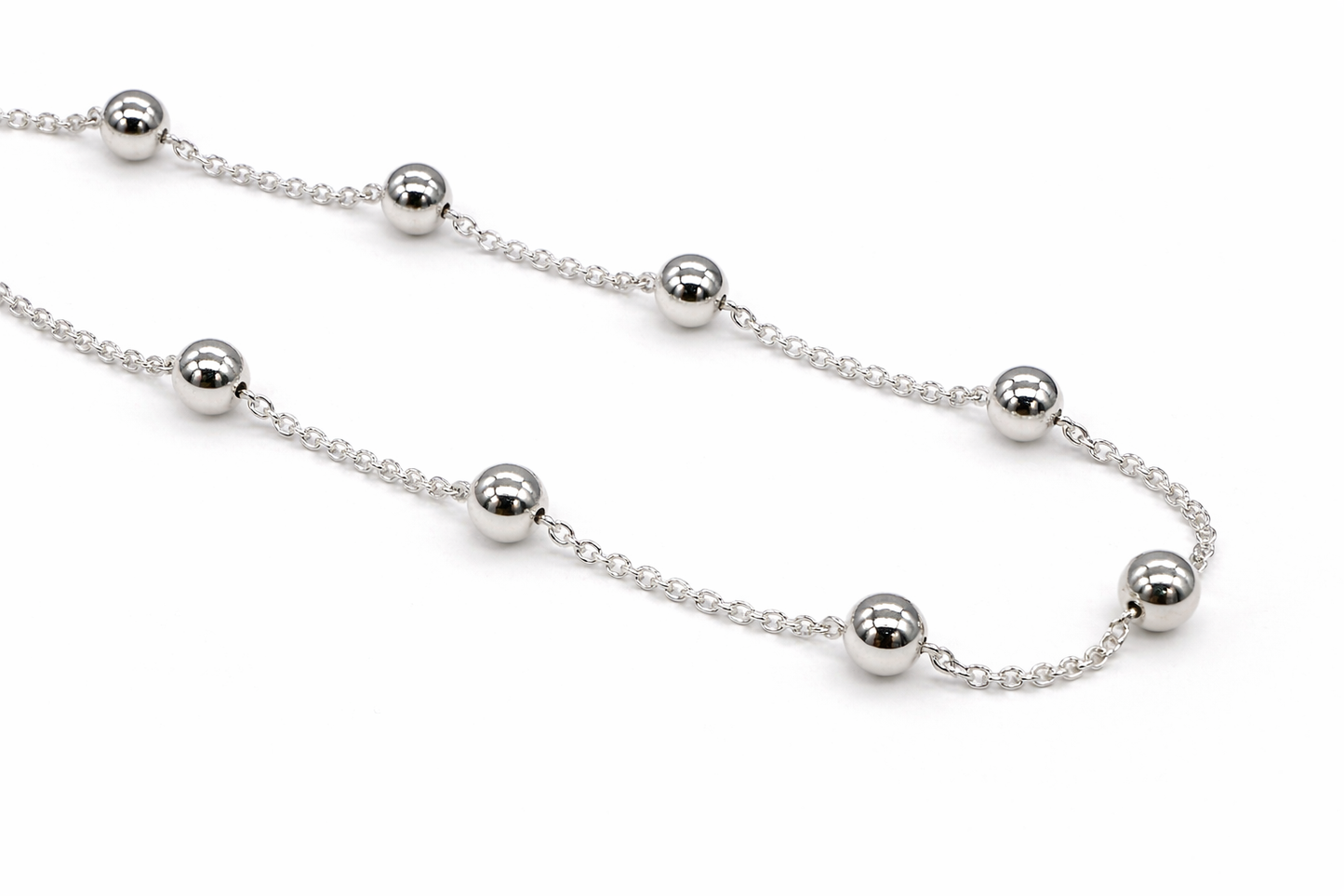 925 Sterling Silver Satellite Ball Bead Cable Chain Necklace