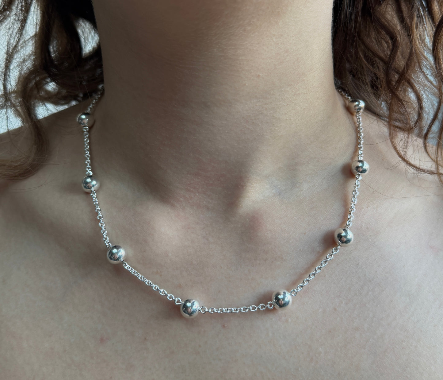 925 Sterling Silver Satellite Ball Bead Cable Chain Necklace