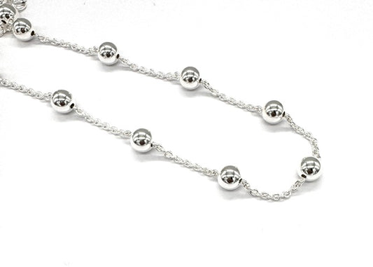 925 Sterling Silver Satellite Ball Bead Cable Chain Necklace