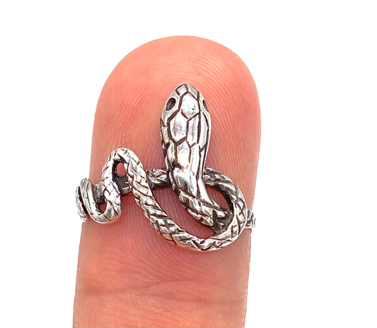 925 Sterling Silver Snake Cobra Cuff Ring Adjustable One Size Fit All