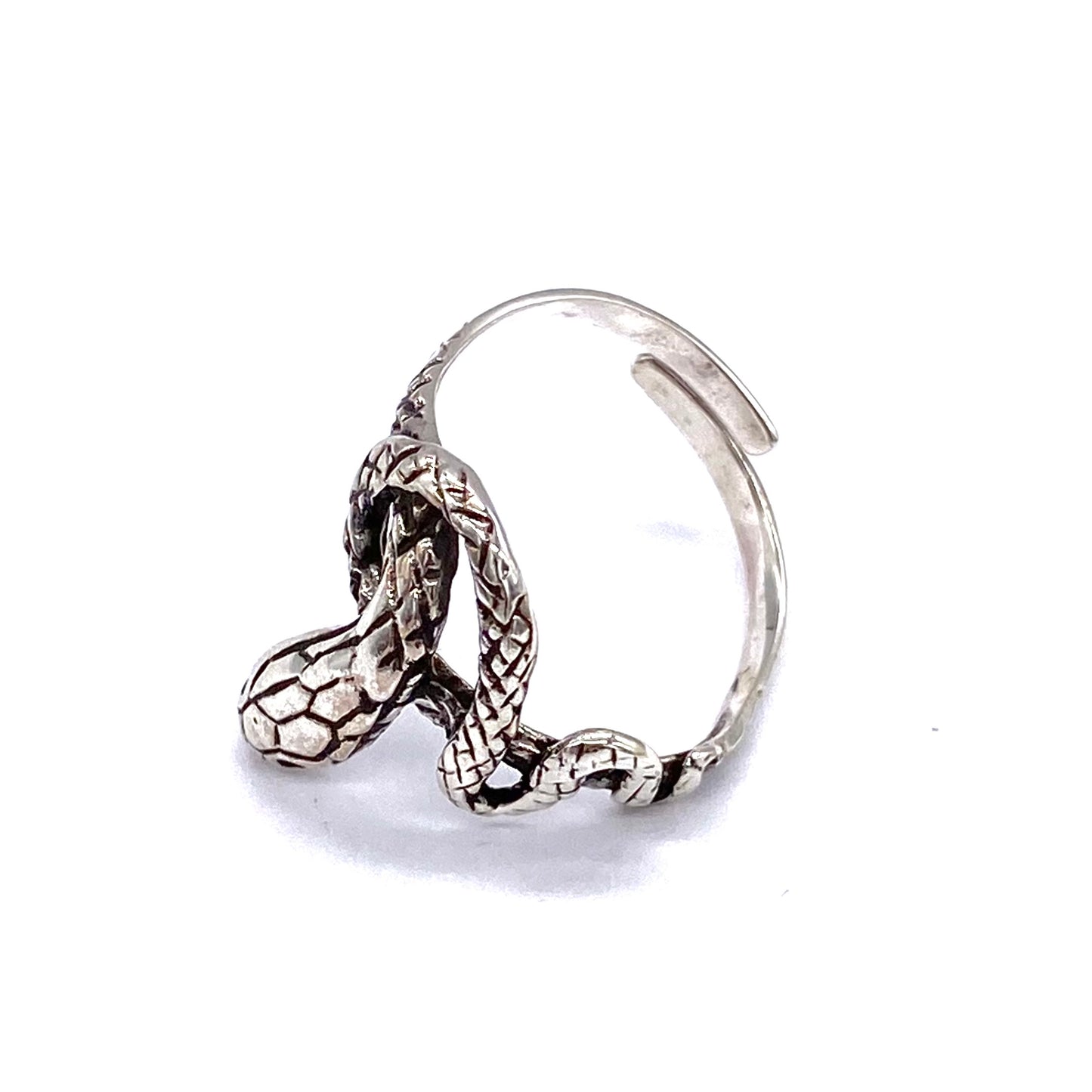 925 Sterling Silver Snake Cobra Cuff Ring Adjustable One Size Fit All