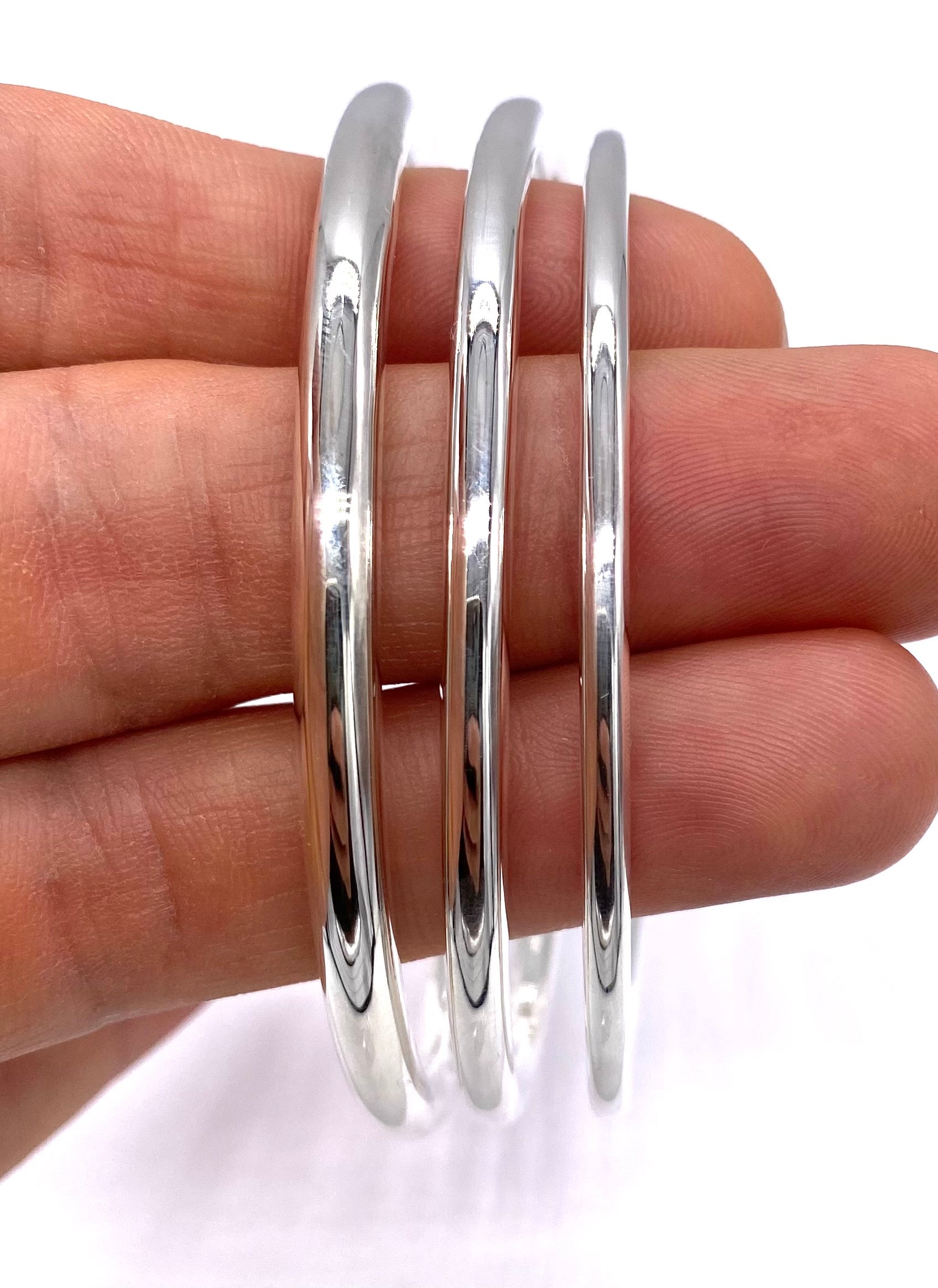 925 Sterling Silver Slave BANGLE Bracelet 65 mm Diameter 3, 4 and 5 mm Thickness