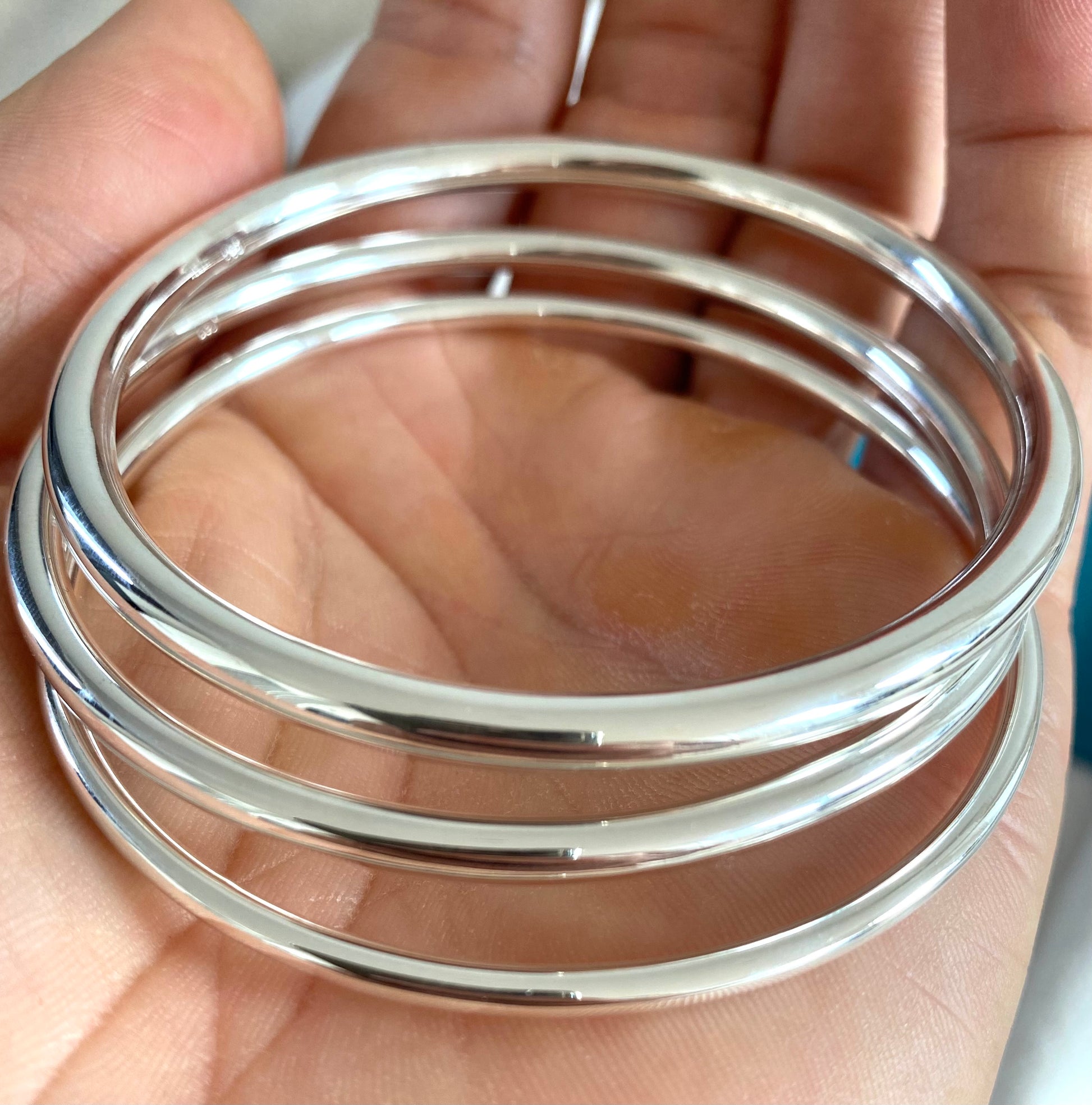 925 Sterling Silver Slave BANGLE Bracelet 65 mm Diameter 3, 4 and 5 mm Thickness