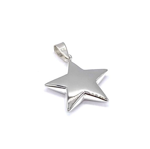 925 Sterling Silver STAR Pendant Charm Small to Big Size on 16", 18" or 20" Silver Curb Chain or Without Chain