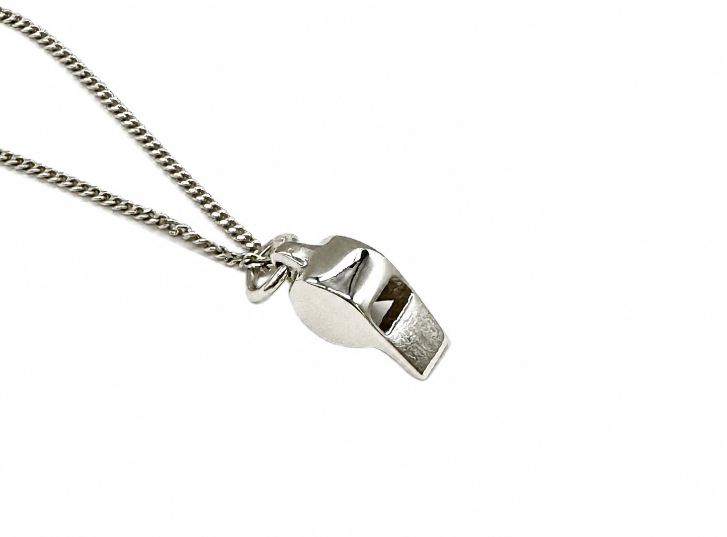 925 Sterling Silver Sport Whistle Pendant, Charm on 16, 18 or 20" Silver Curb Chain