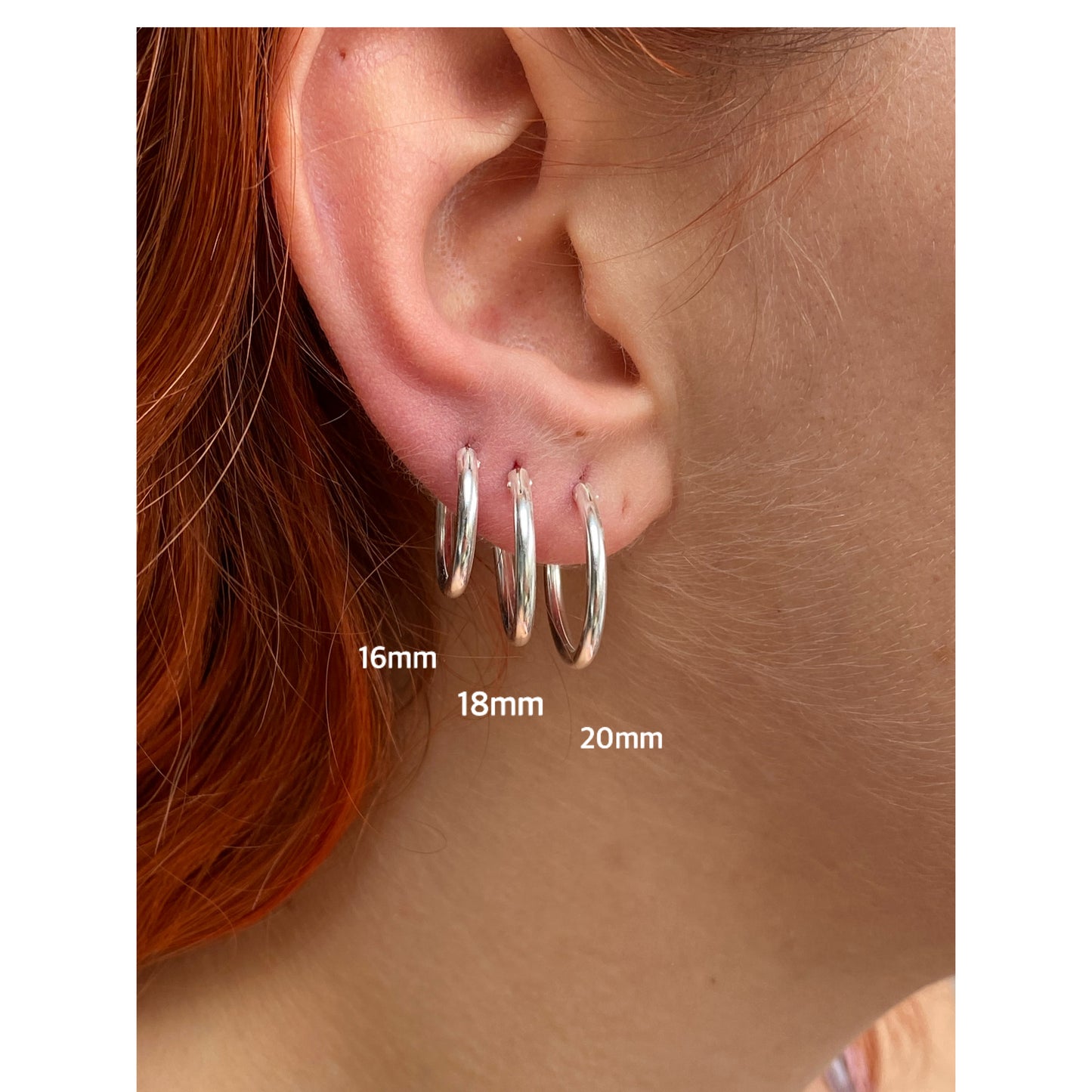 925 Sterling Silver Sleeper Small HOOP Earrings 1 mm, 2 mm or 3 mm Thick