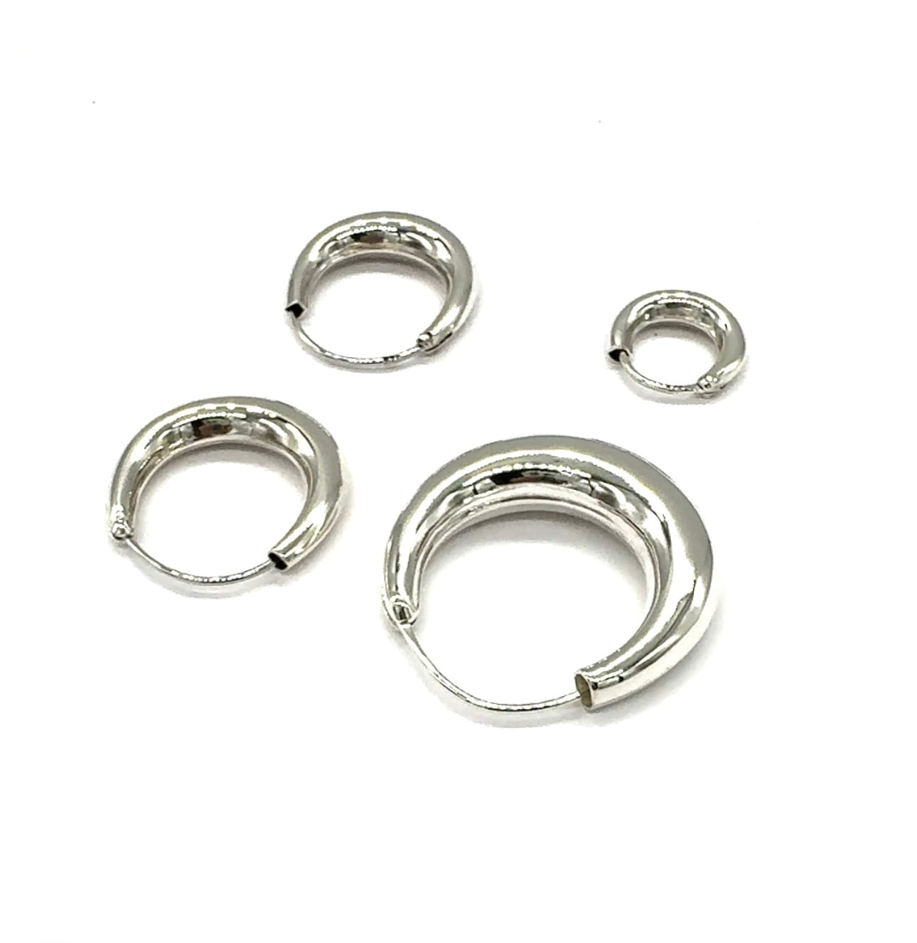 925 Sterling Silver CREOLE Half Moon Tapered Sleeper HOOP Earrings