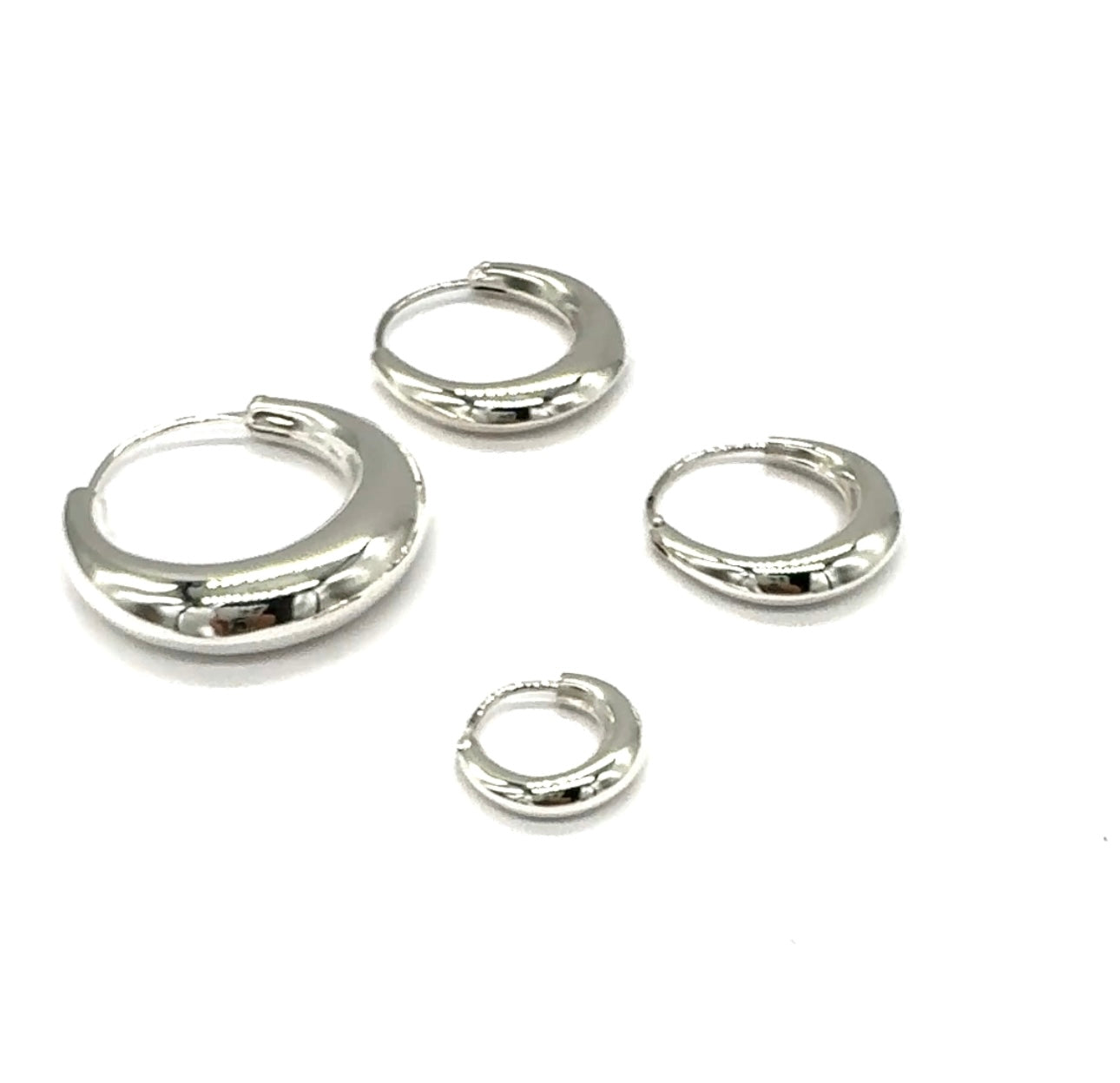 925 Sterling Silver CREOLE Half Moon Tapered Sleeper HOOP Earrings
