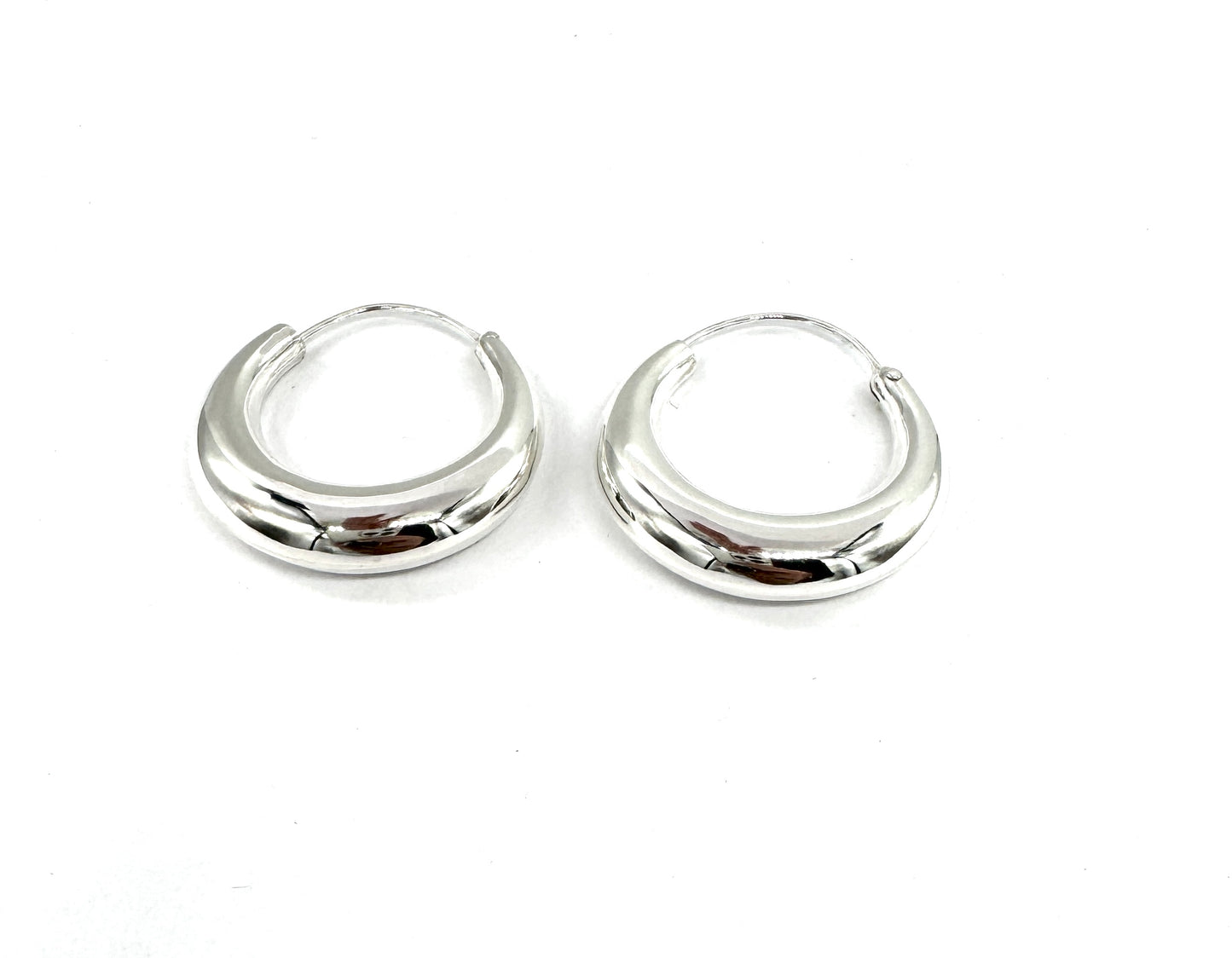 925 Sterling Silver CREOLE Half Moon Tapered Sleeper HOOP Earrings