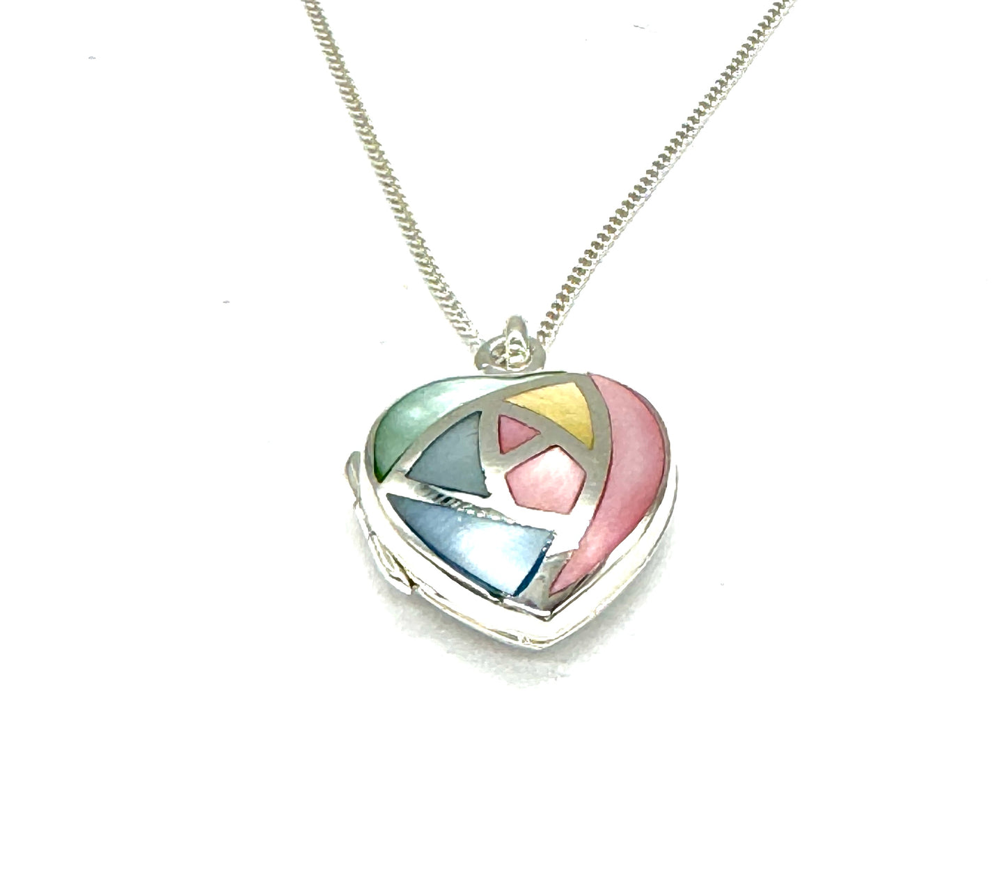 925 Sterling Silver Heart Photo Pendant Locket Necklace on Silver Curb Chain