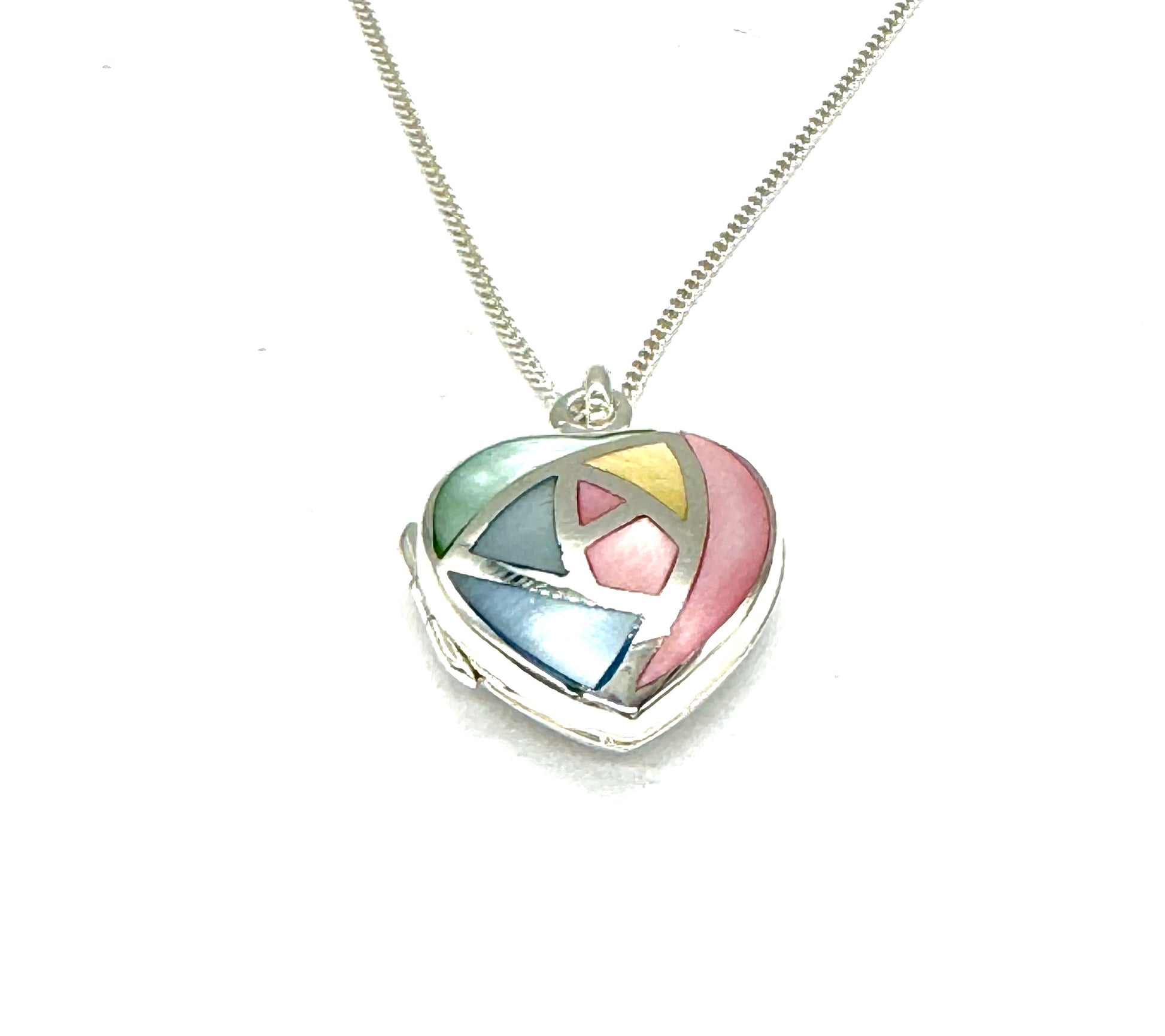 925 Sterling Silver Heart Photo Pendant Locket Necklace on Silver Curb Chain