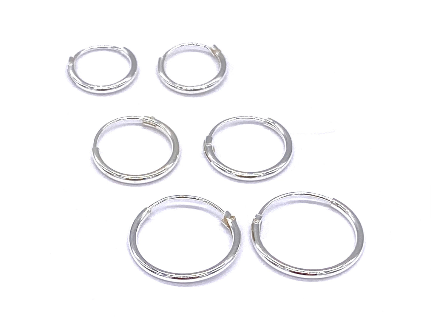 925 Sterling Silver Sleeper Small HOOP Earrings 1 mm, 2 mm or 3 mm Thick