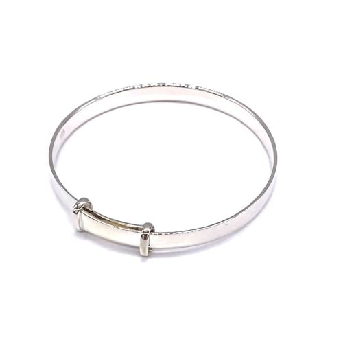 925 Sterling Silver Child's, Baby's Christening ID Bangle Bracelet Expendable