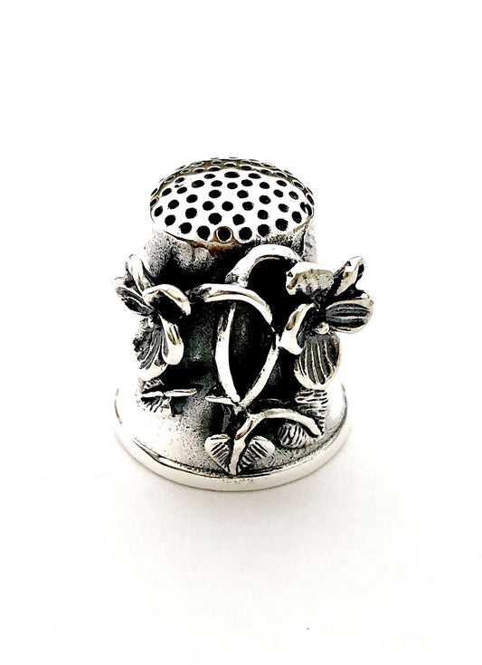 Solid 925 Sterling Silver Thimble, Flower Daisy Motif on It, for Sewing