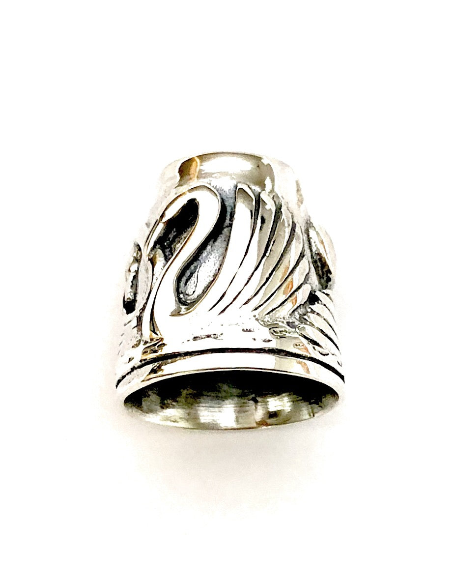 925 Sterling Silver Thimble with Swan Motif on It, Collectable Thimble