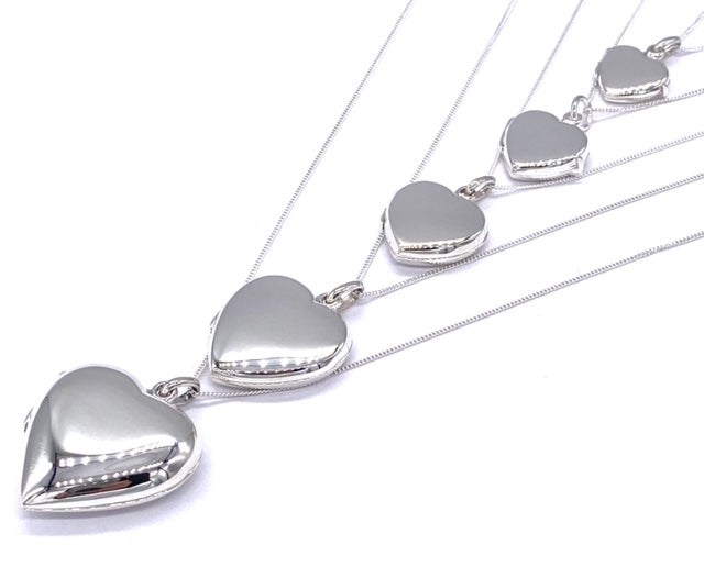 Love HEART Photo Locket Pendant 925 Sterling Silver in Size 14, 16, 18, 20 or 25 mm Diameter and Curb Chain