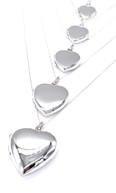 Love HEART Photo Locket Pendant 925 Sterling Silver in Size 14, 16, 18, 20 or 25 mm Diameter and Curb Chain