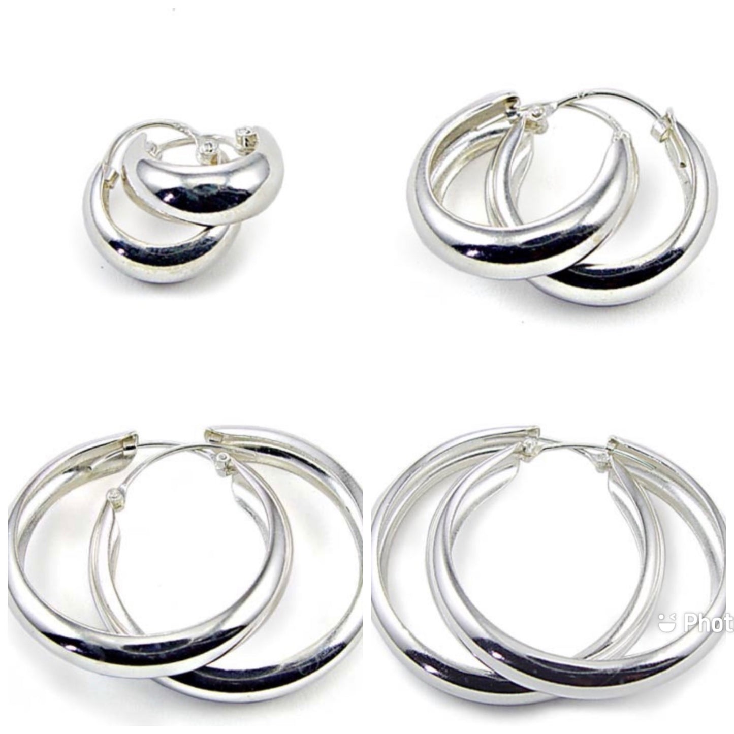 925 Sterling Silver Hinged Huggies Hoop Earrings Chunky 5 mm Wide and 10, 12, 14, 16, 18, 20, 25, 30 and 35 mm Diameter