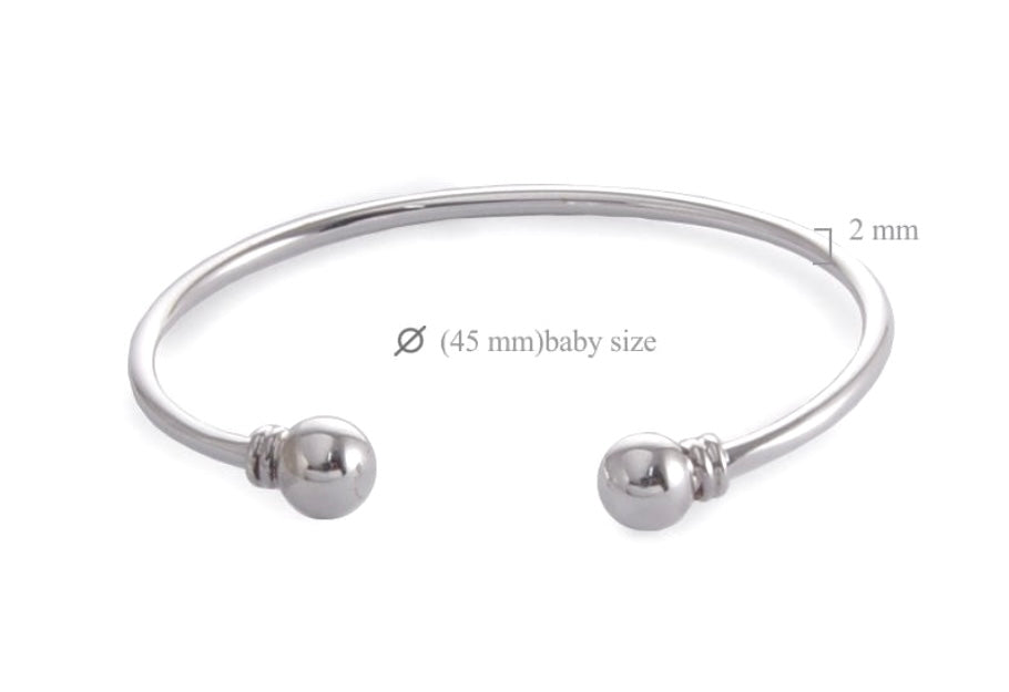 Solid 925 Sterling Silver Child's, Baby's Christening Torque Cuff Bangle Bracelet