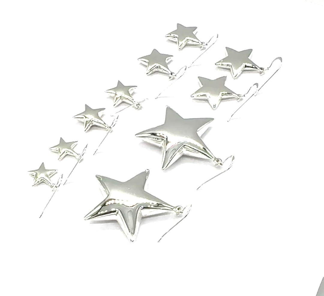 925 Sterling Silver Puffy Star Drop Dangle Earrings