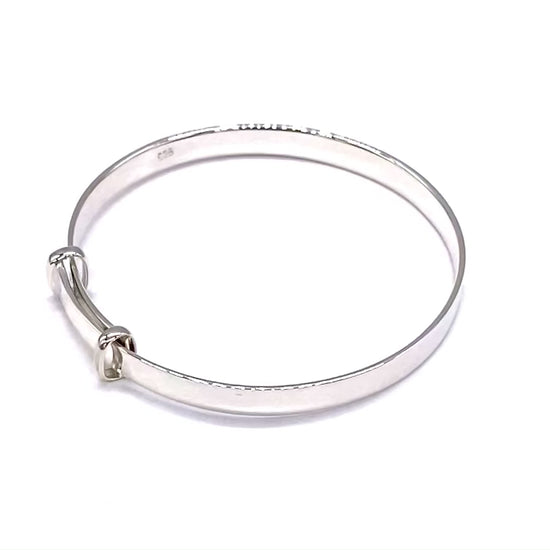 925 Sterling Silver Child's, Baby's Christening ID Bangle Bracelet Expendable