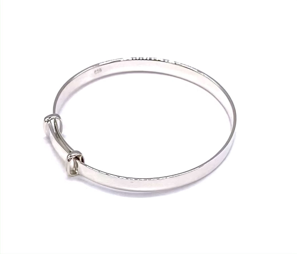 925 Sterling Silver Child's, Baby's Christening ID Bangle Bracelet Expendable