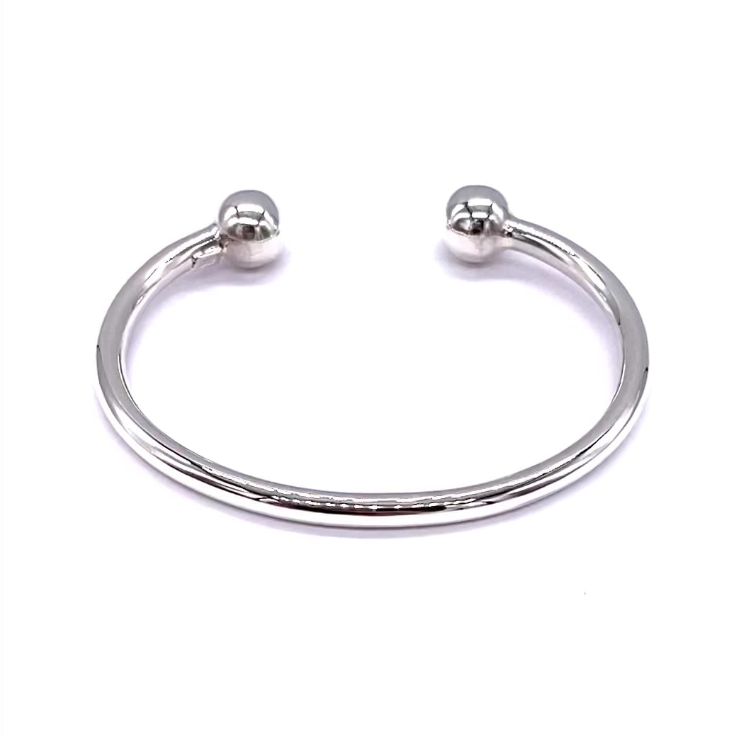 925 Sterling Silver Child's, Baby's Christening Torque Cuff Bangle Bracelet